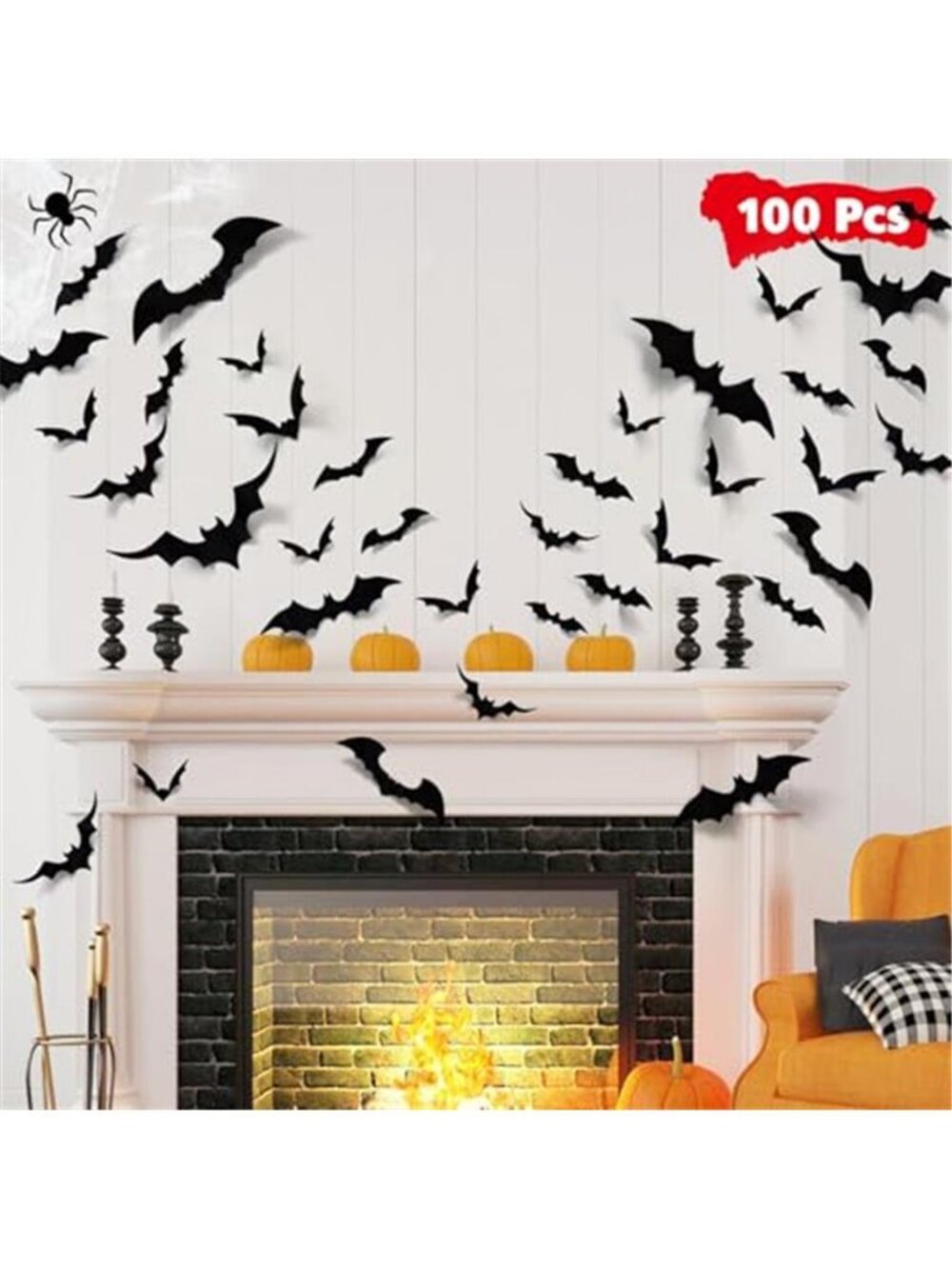 100Pcs Bats Halloween Decorations: Halloween Bats Wall Décor Sticker